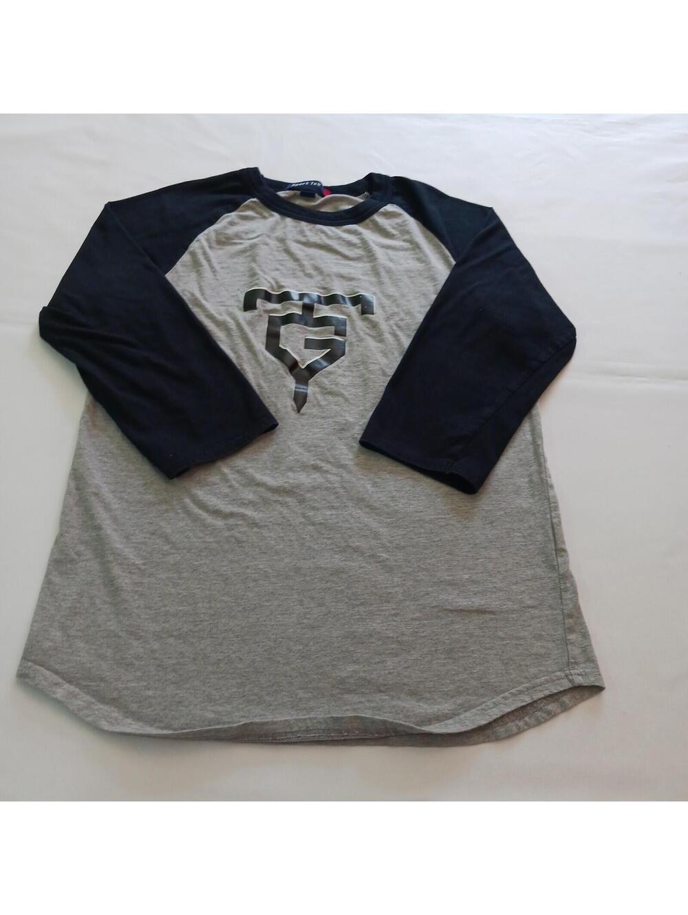 Sport-Tek 3/4 Sleeve Men's Gray & Blue Cotton Reglan T-Shirt Size XS RN#90836
